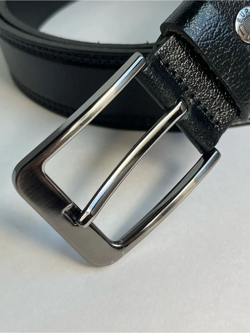 Euro Belt Men's Big Tall Black Leather Belt Size 145cm (48-52